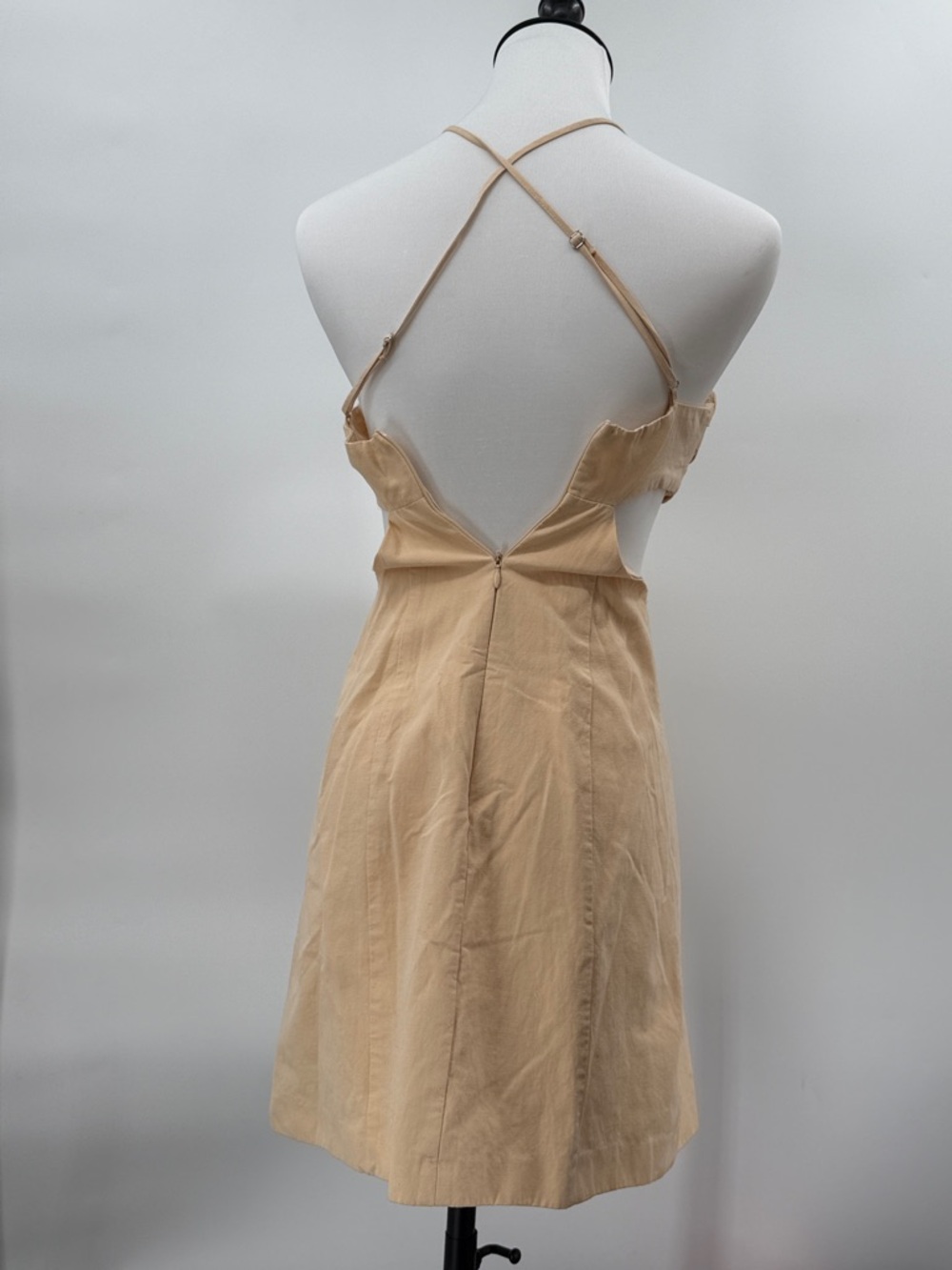 Zara Light Yellow Cut Out Linen Blend Dress - Picture 6 of 9